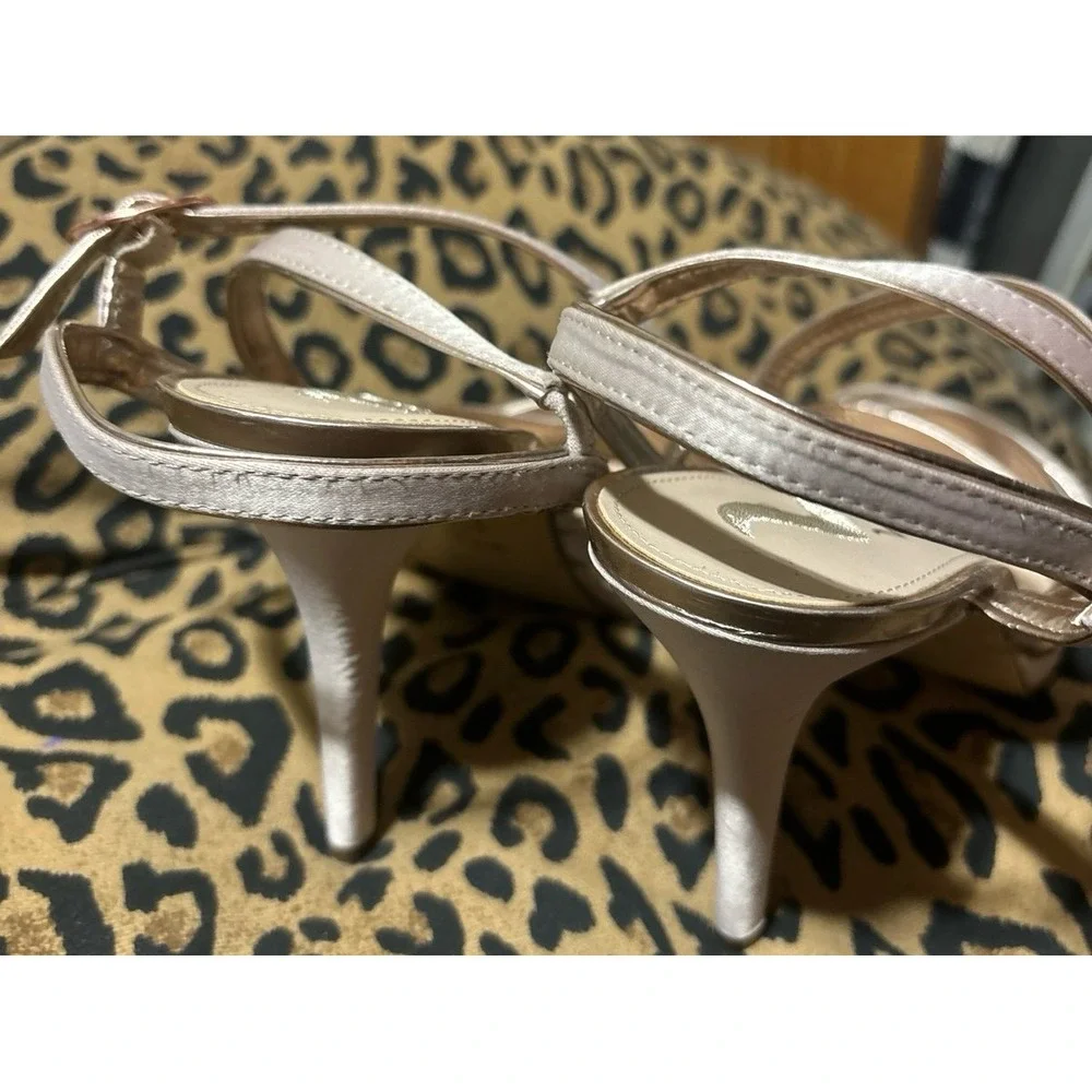 Nina Blush Pink & Rose Gold Formal Strappy Stiletto Sandals Heels,‎ 9.5